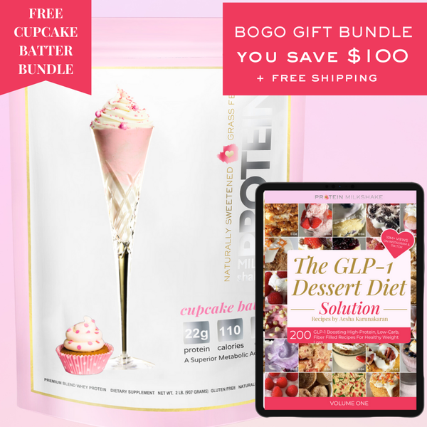 FREE GIFT BUNDLE: Cupcake Batter Protein Powder + 200 GLP-1 Breakfast Recipes Cookbook